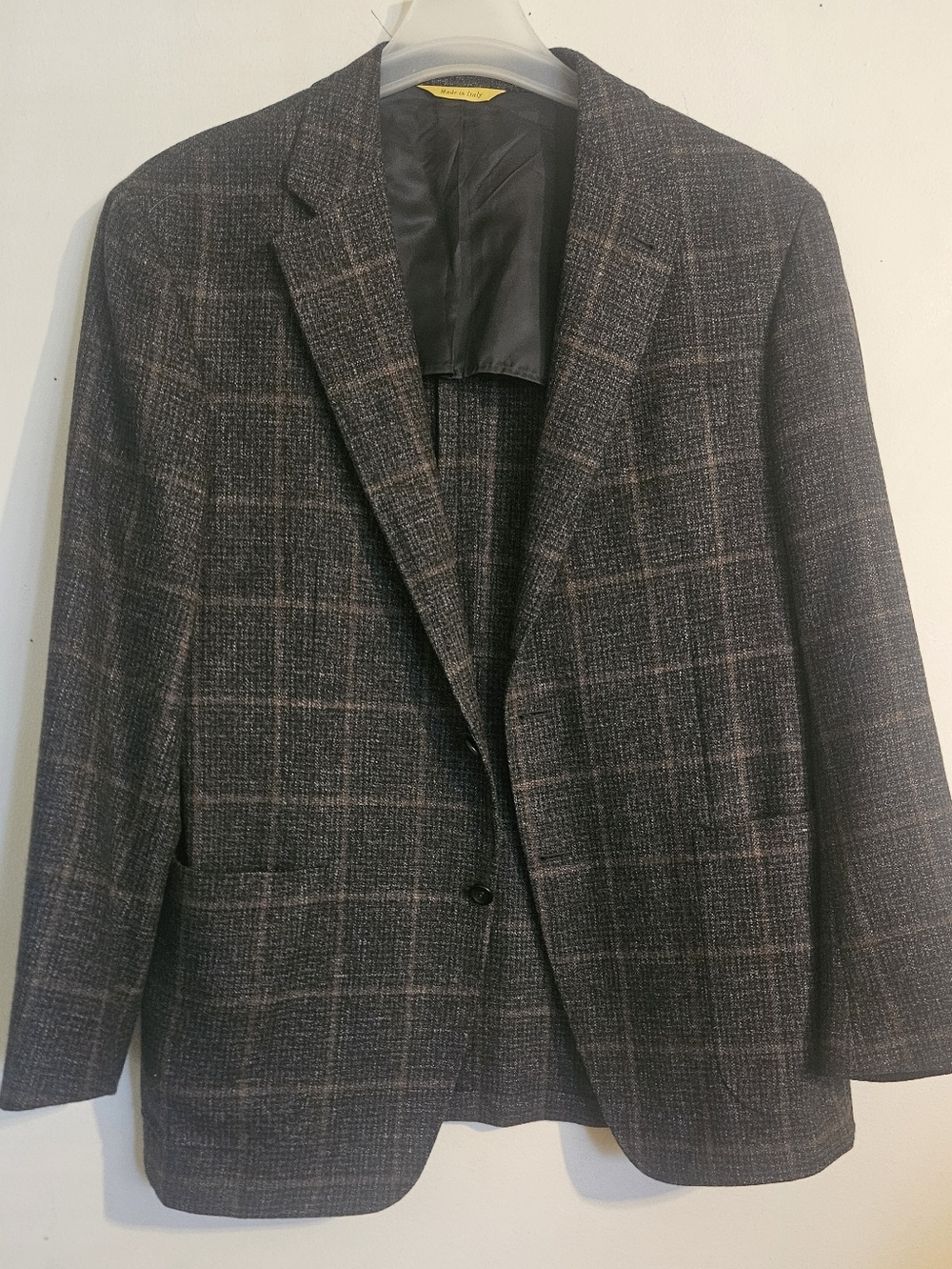 Canali Kei Sport Blazer EU56 US46 Brown Windowpane Unstructured Italy